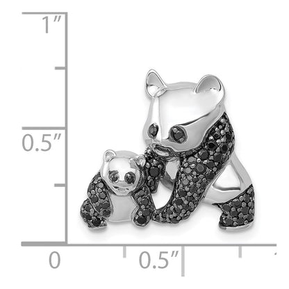 14K Weißgold Anhänger Pandas mit schwarzen echten Diamanten