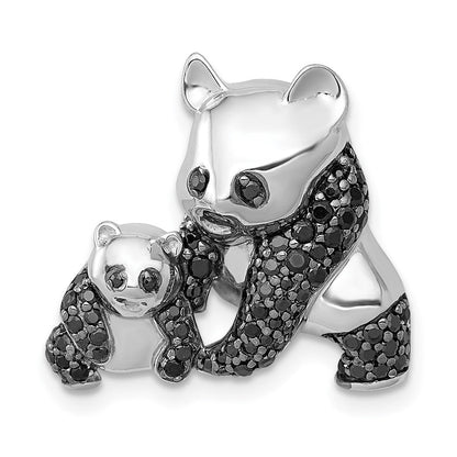 14K Weißgold Anhänger Pandas mit schwarzen echten Diamanten