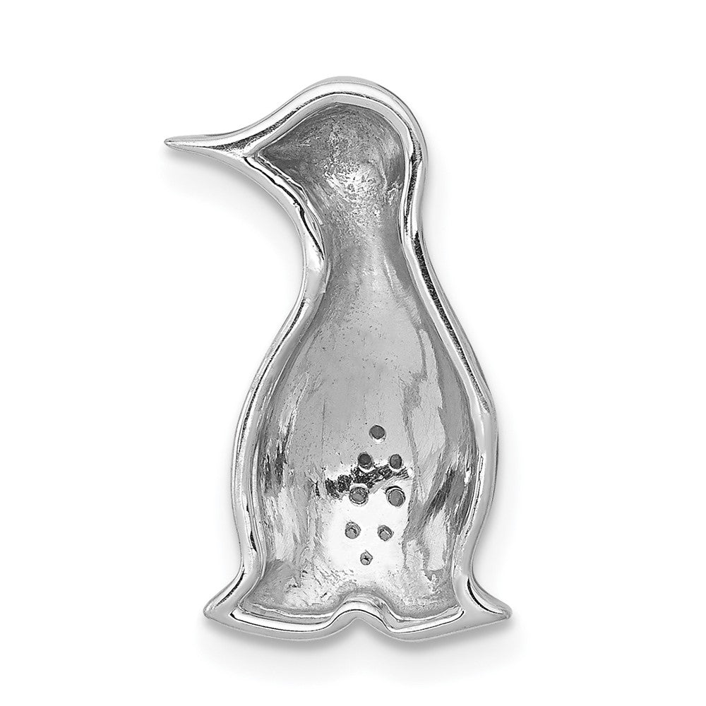 14K Weißgold mit Schwarz Rhodium Echt Diamant Penguins Kette Anhänger