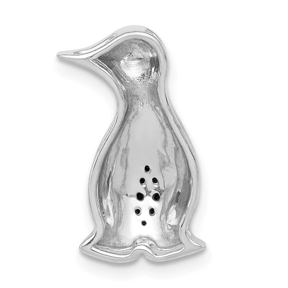 14K Weißgold Schwarz Echt Diamant Penguins Kette Anhänger