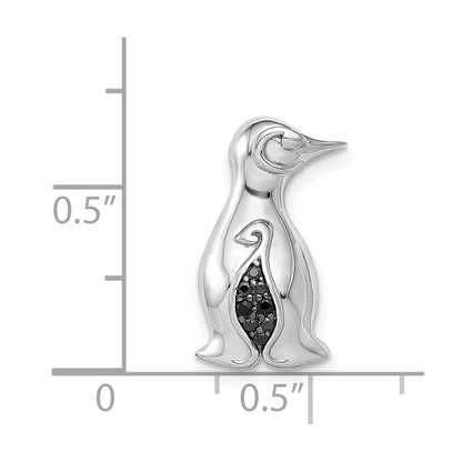 14K Weißgold Schwarz Echt Diamant Penguins Kette Anhänger