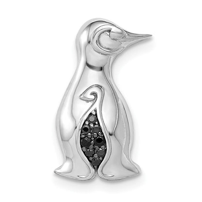 14K Weißgold Schwarz Echt Diamant Penguins Kette Anhänger