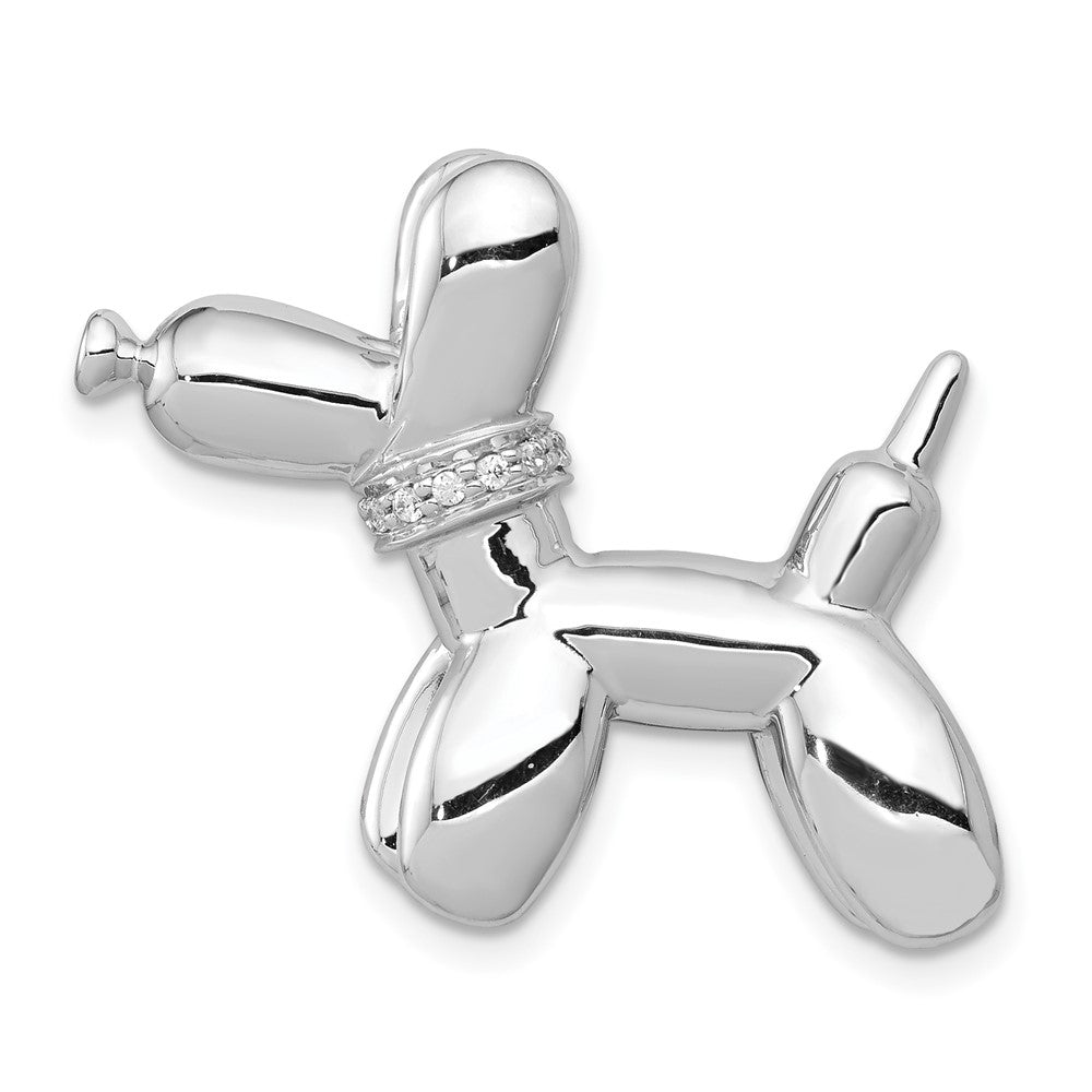 14K Weißgold Echt Diamant Balloon Hund Kette Anhänger