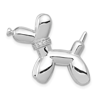 14K Weißgold Echt Diamant Balloon Hund Kette Anhänger