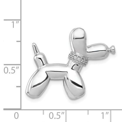 14K Weißgold Echt Diamant Balloon Hund Kette Anhänger