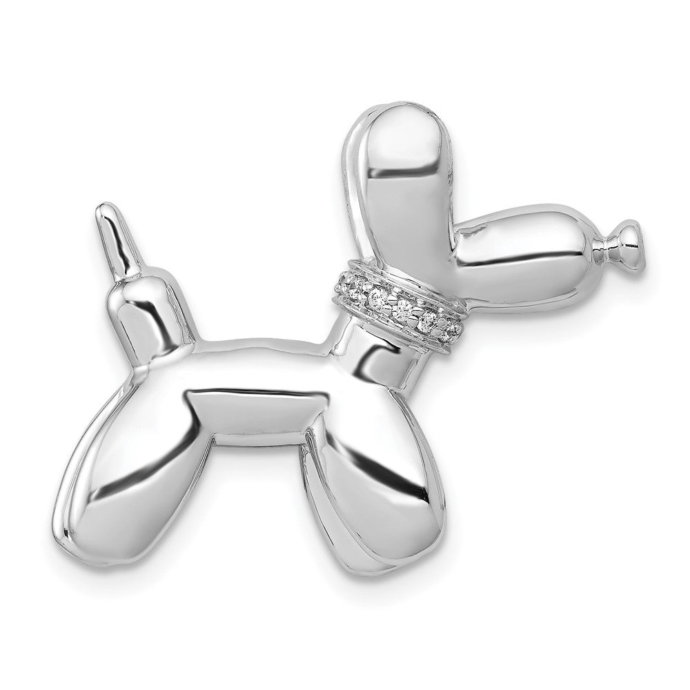 14K Weißgold Echt Diamant Balloon Hund Kette Anhänger