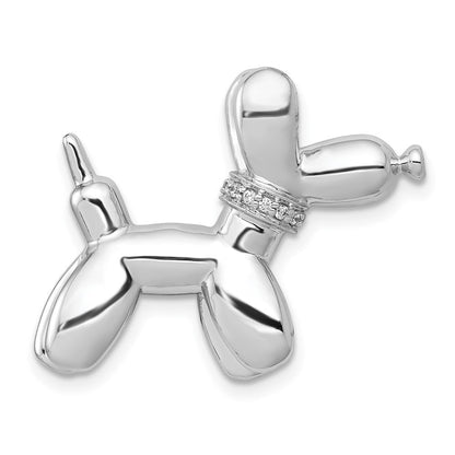 14K Weißgold Echt Diamant Balloon Hund Kette Anhänger