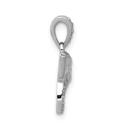 Diamant-Elefant-Glücksanhänger aus massivem 14K Weißgold