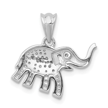 Diamant-Elefant-Glücksanhänger aus massivem 14K Weißgold