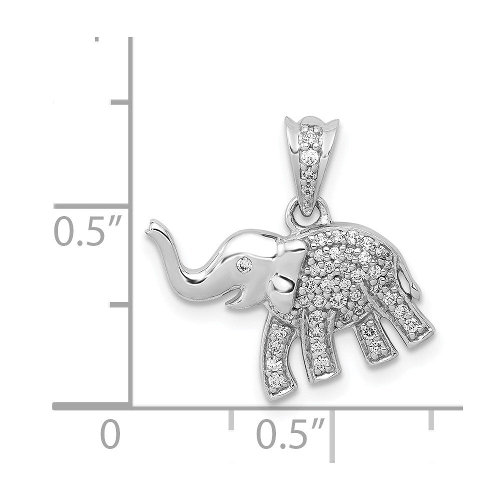 Diamant-Elefant-Glücksanhänger aus massivem 14K Weißgold