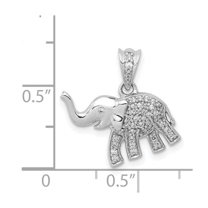 Diamant-Elefant-Glücksanhänger aus massivem 14K Weißgold
