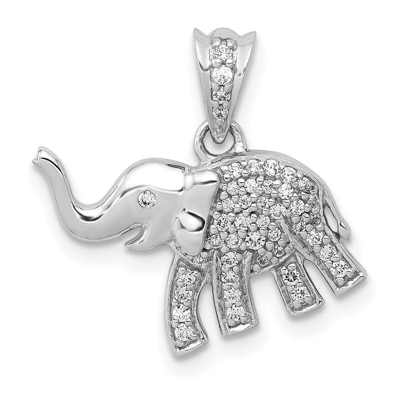 Diamant-Elefant-Glücksanhänger aus massivem 14K Weißgold