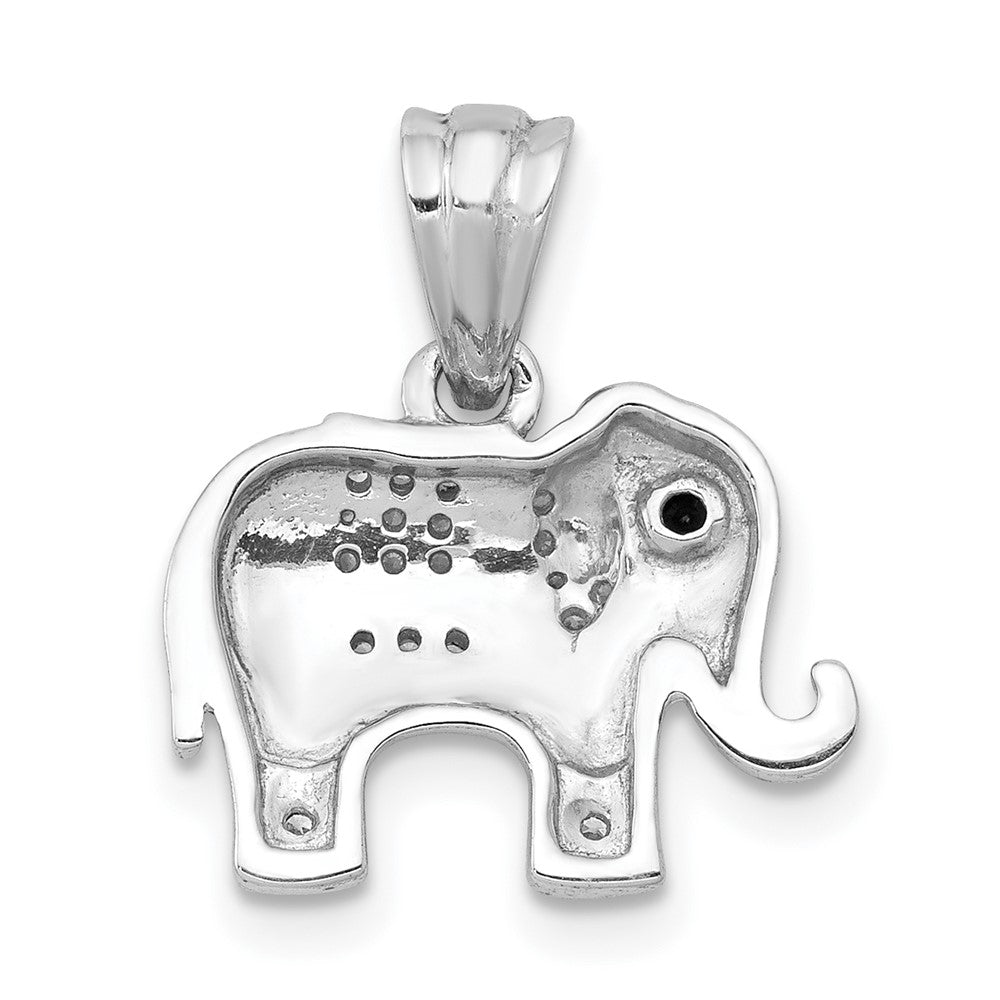 14K Weißgold Elefanten-Anhänger mit echten Diamanten in Schwarz/Weiß