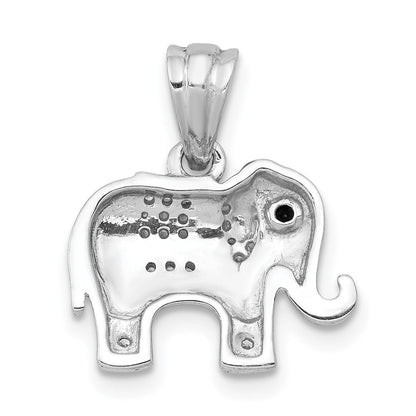 14K Weißgold Elefanten-Anhänger mit echten Diamanten in Schwarz/Weiß