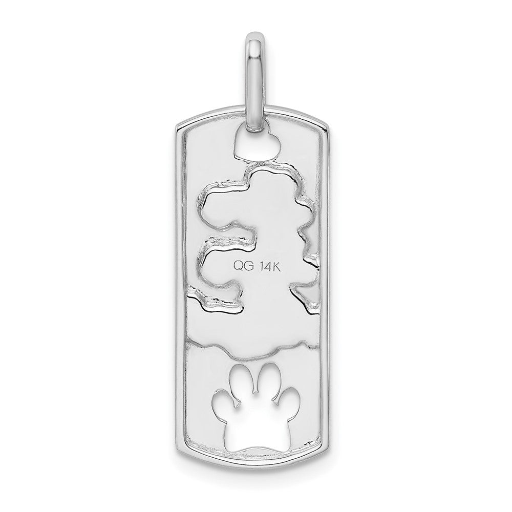 14K Weißgold 14K Weißgold Poliert Leben Liebe Adopt Paw Dag Marke Anhänger