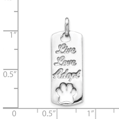 14K Weißgold 14K Weißgold Poliert Leben Liebe Adopt Paw Dag Marke Anhänger