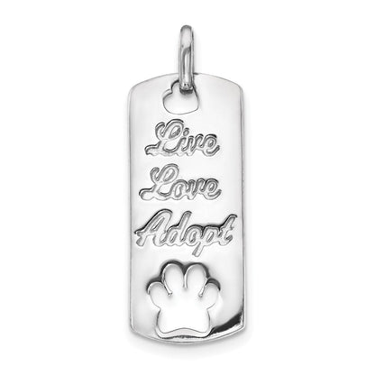 14K Weißgold 14K Weißgold Poliert Leben Liebe Adopt Paw Dag Marke Anhänger