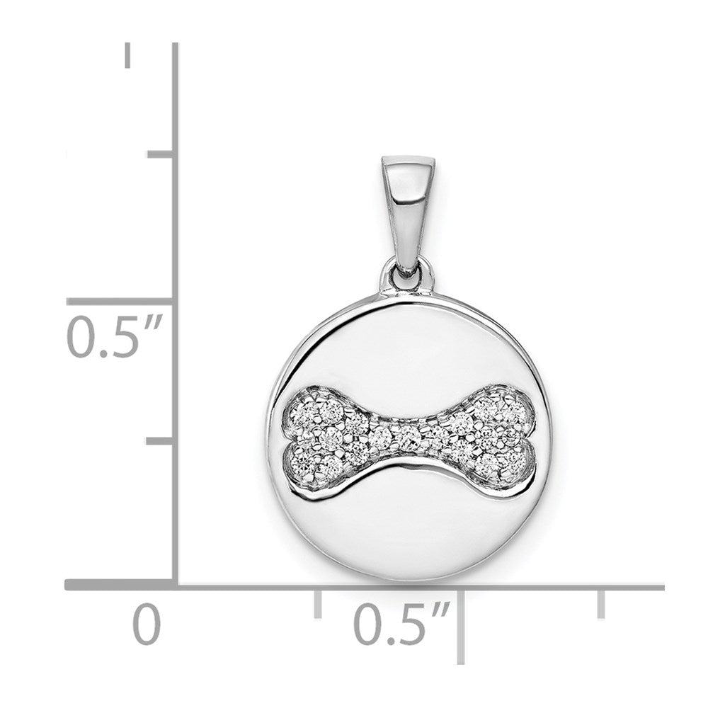 14K Weißgold Anhänger mit echten Diamanten in Knochenform
