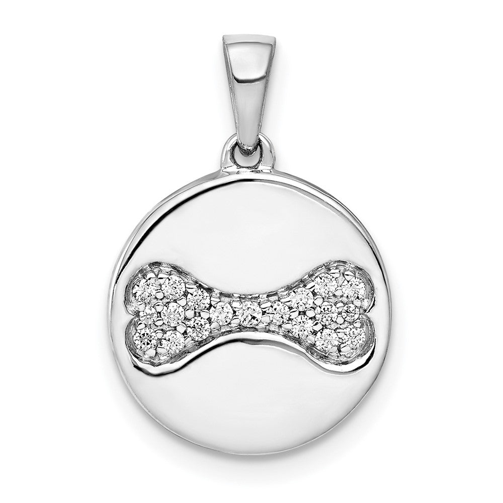 14K Weißgold Anhänger mit echten Diamanten in Knochenform