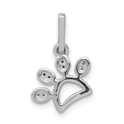 14 Karat Weißgold 0,1 ct. Echter Diamant Pfotenabdruck-Anhänger