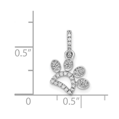 14 Karat Weißgold 0,1 ct. Echter Diamant Pfotenabdruck-Anhänger