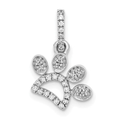 14 Karat Weißgold 0,1 ct. Echter Diamant Pfotenabdruck-Anhänger