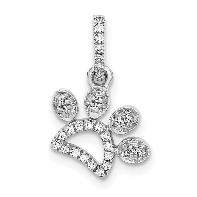 14 Karat Weißgold 0,1 ct. Echter Diamant Pfotenabdruck-Anhänger