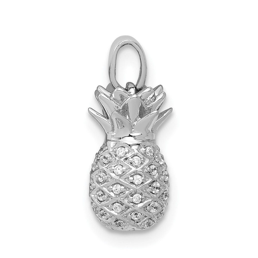 14K Weißgold Ananas-Anhänger mit echten Diamanten
