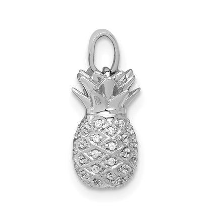 14K Weißgold Ananas-Anhänger mit echten Diamanten