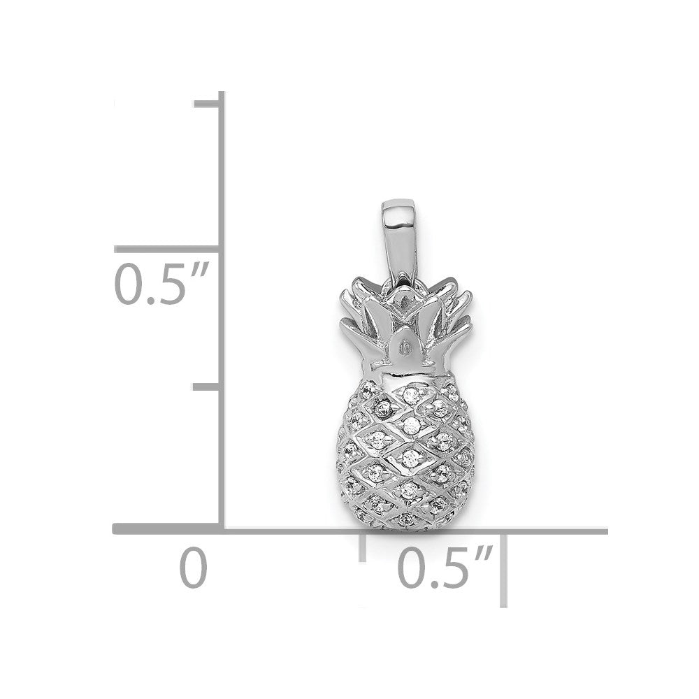 14K Weißgold Ananas-Anhänger mit echten Diamanten