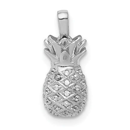 14K Weißgold Ananas-Anhänger mit echten Diamanten