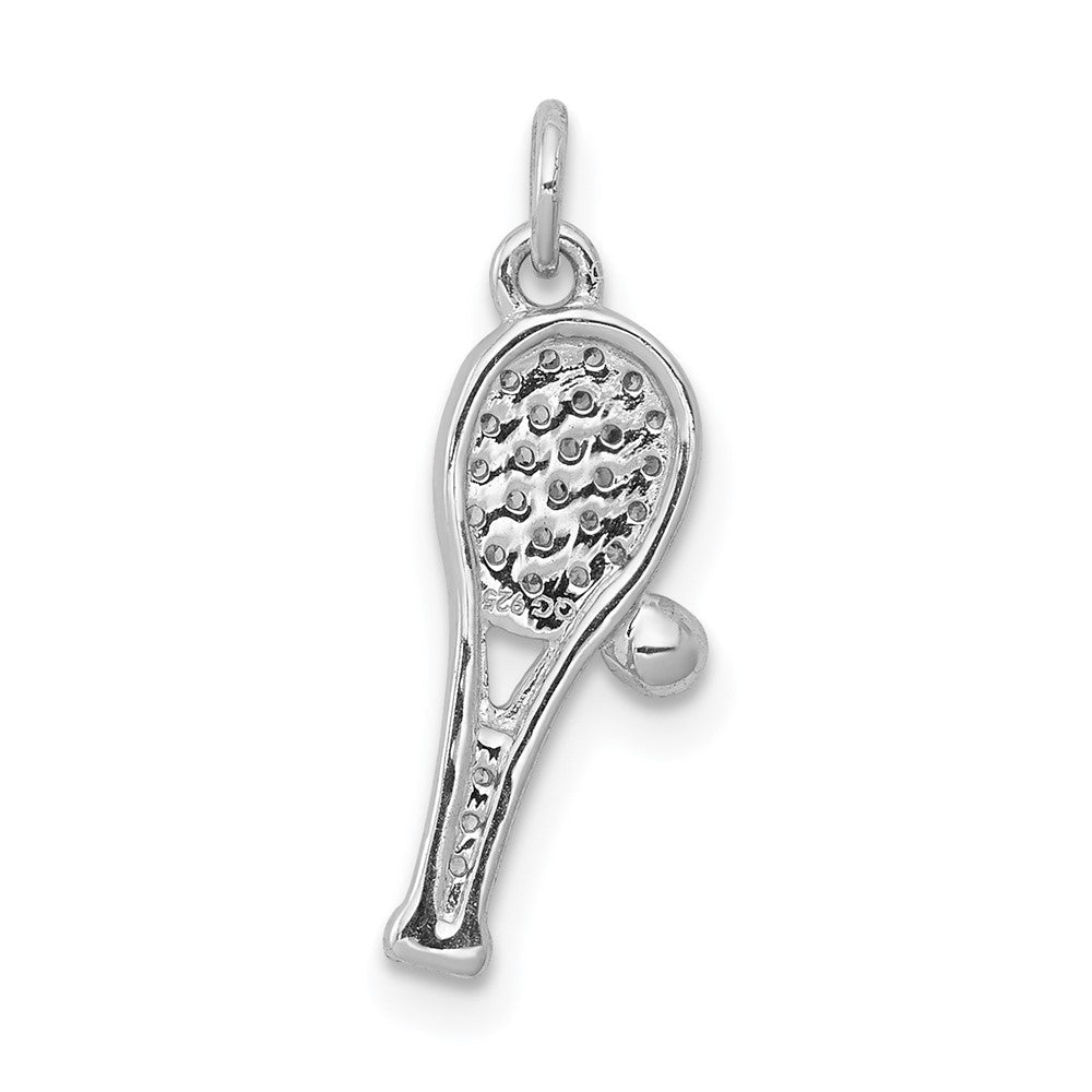 14K Weißgold Anhänger „Schläger und Ball" mit echten Diamanten