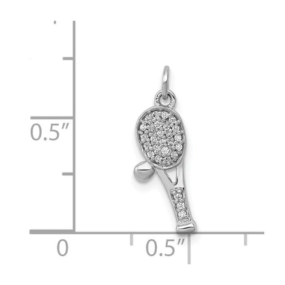 14K Weißgold Anhänger „Schläger und Ball" mit echten Diamanten