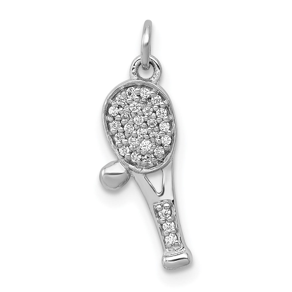 14K Weißgold Anhänger „Schläger und Ball" mit echten Diamanten