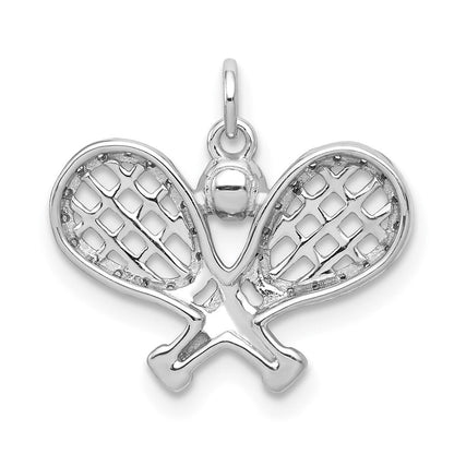 14K Weißgold Anhänger Tennisschläger und Ball mit echten Diamanten