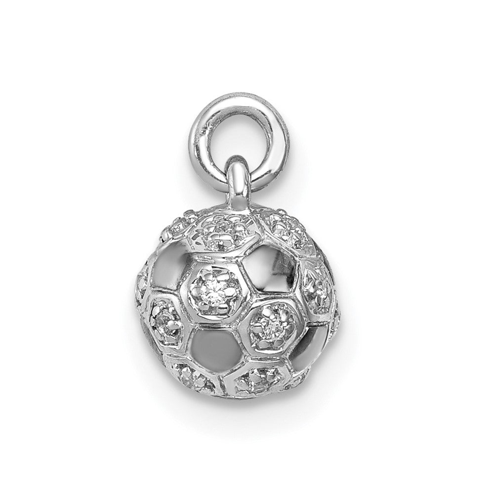 14K Weißgold Anhänger Fußball mit echten Diamanten