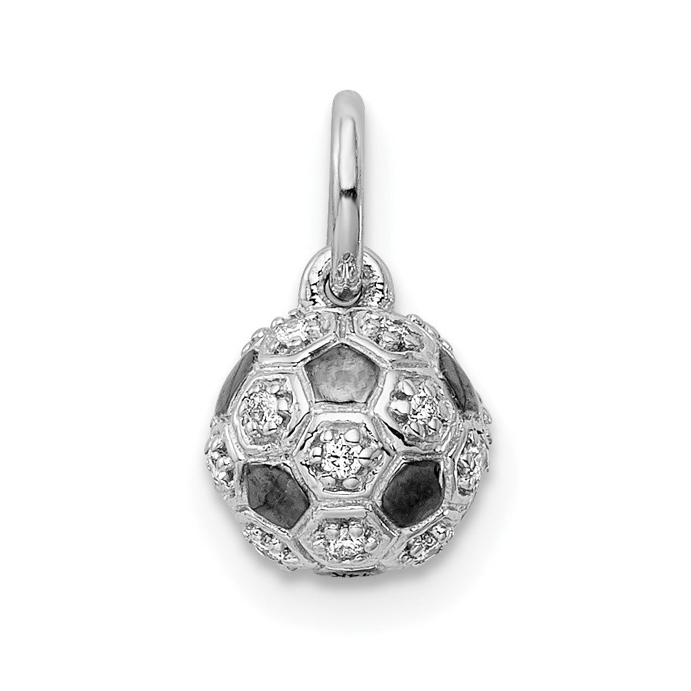 14K Weißgold Anhänger Fußball mit echten Diamanten