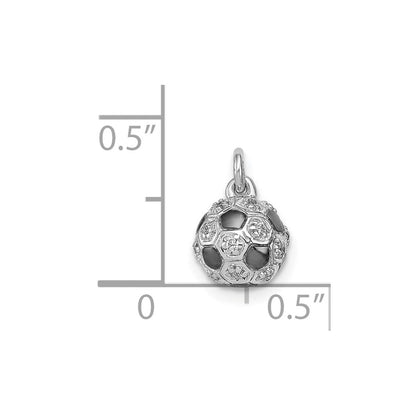 14K Weißgold Anhänger Fußball mit echten Diamanten