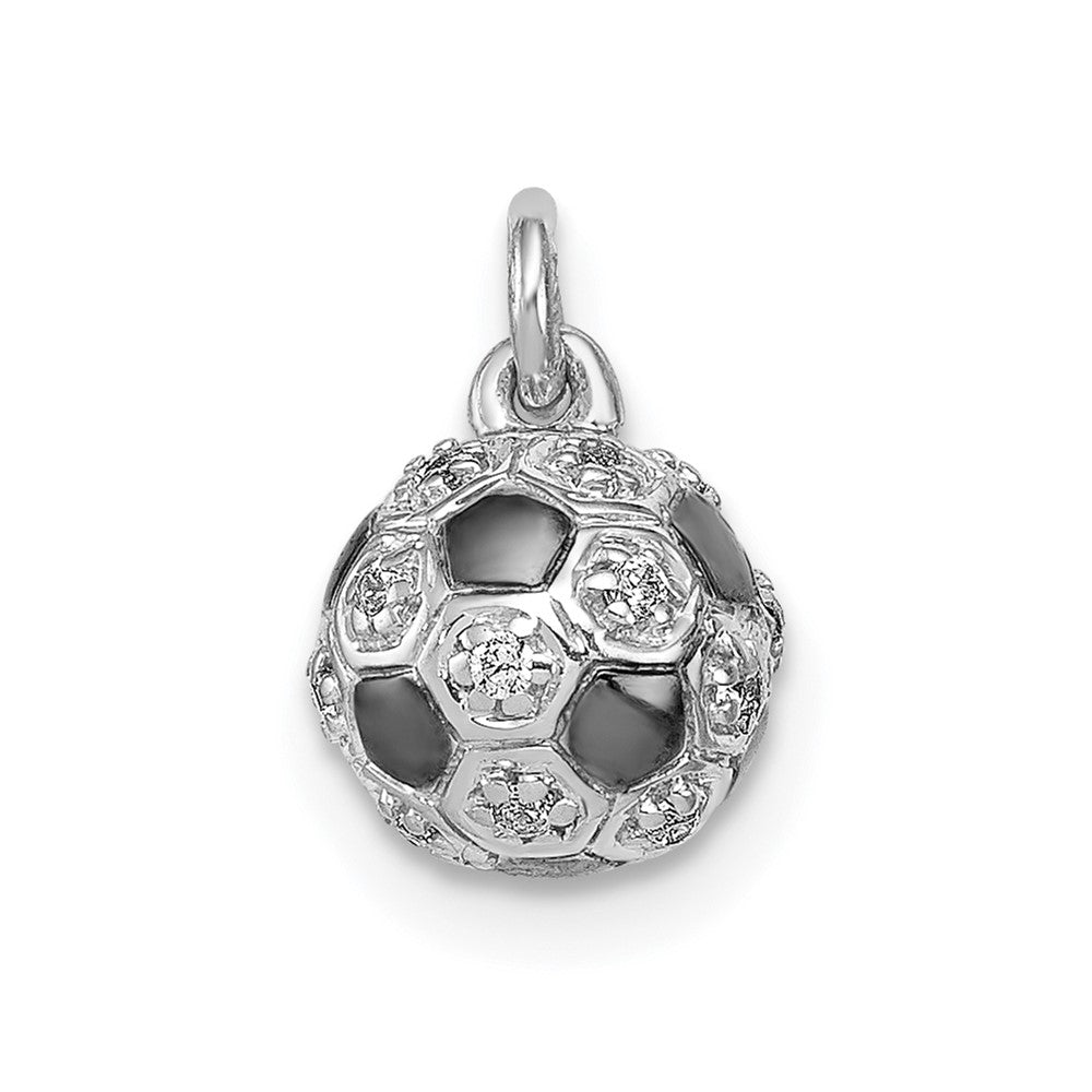 14K Weißgold Anhänger Fußball mit echten Diamanten