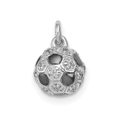 14K Weißgold Anhänger Fußball mit echten Diamanten