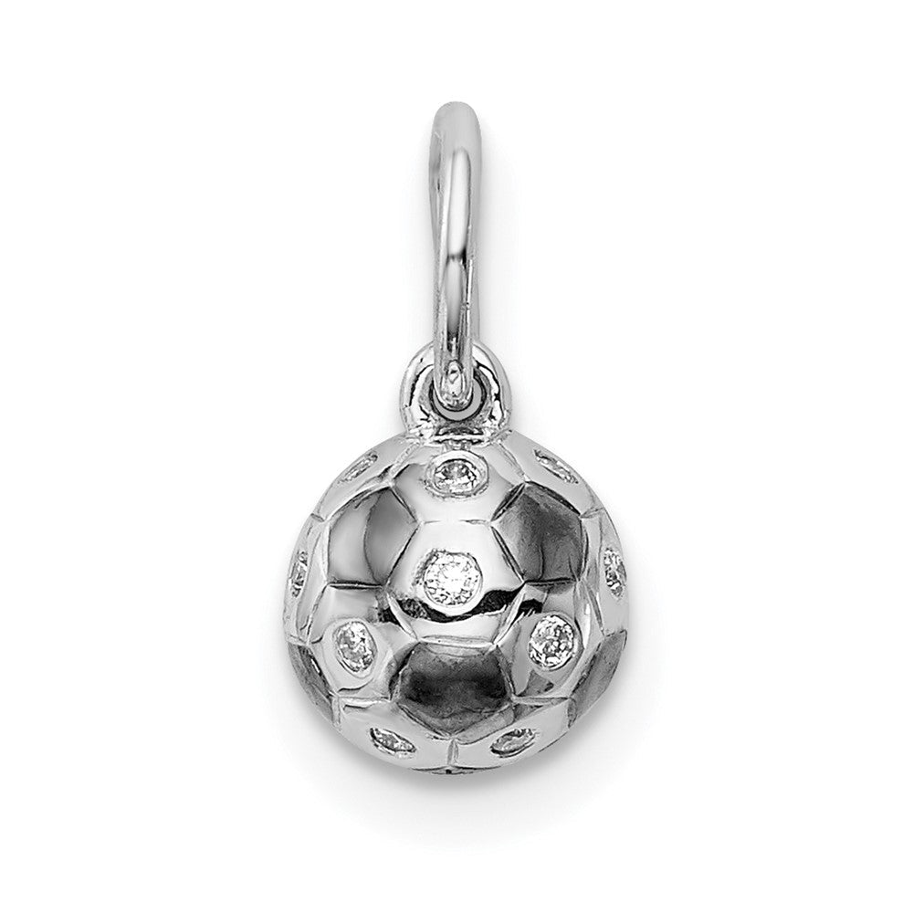 14K Weißgold Anhänger Fußball mit echten Diamanten