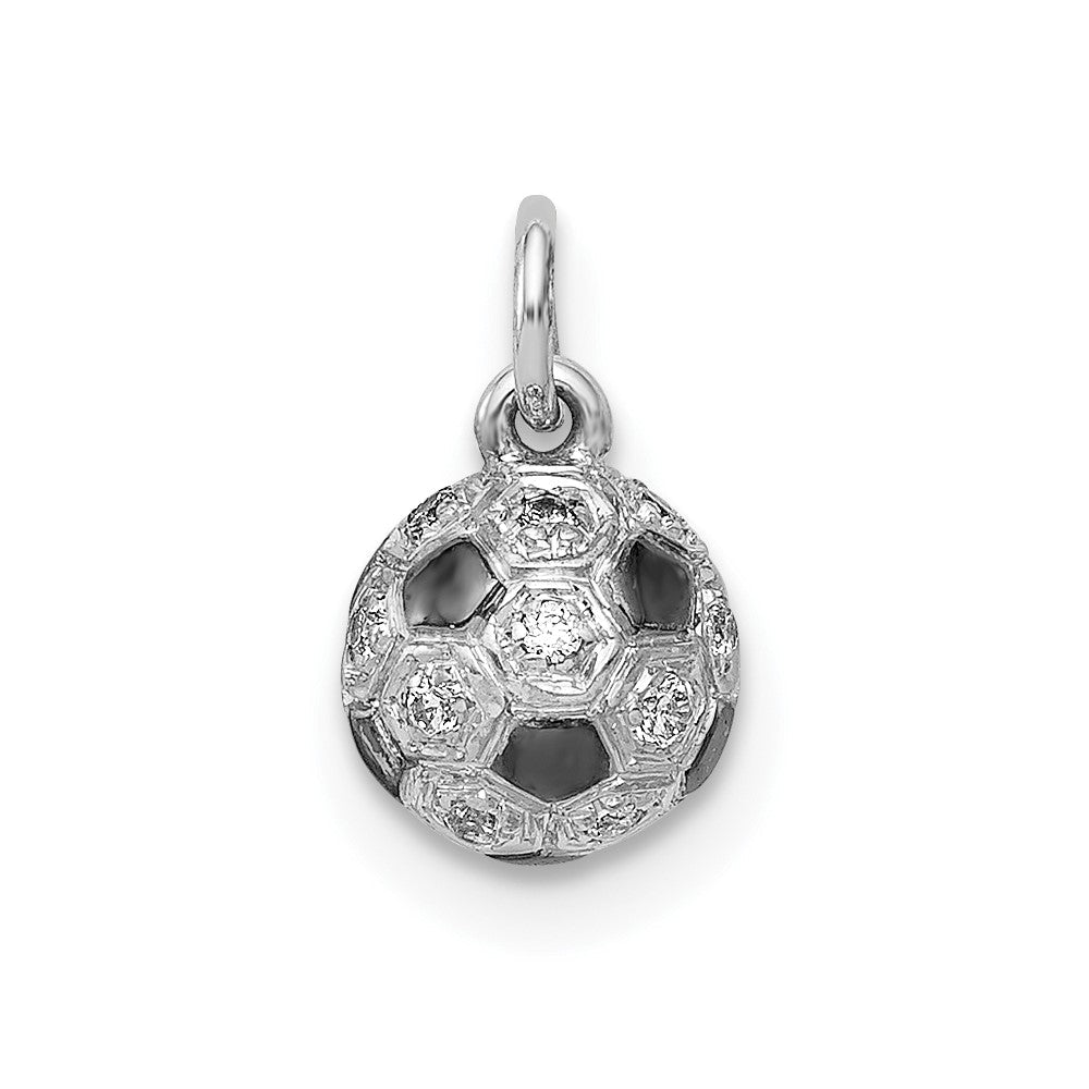 14K Weißgold Anhänger Fußball mit echten Diamanten