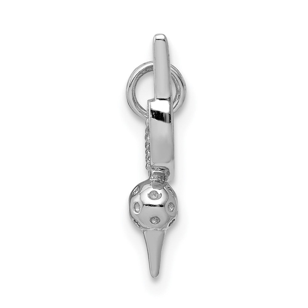 14 K Weißgold Anhänger „Golfclub, Ball und Tee“ mit echten Diamanten