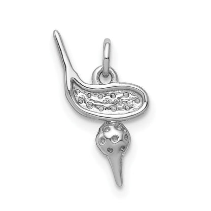 14 K Weißgold Anhänger „Golfclub, Ball und Tee“ mit echten Diamanten