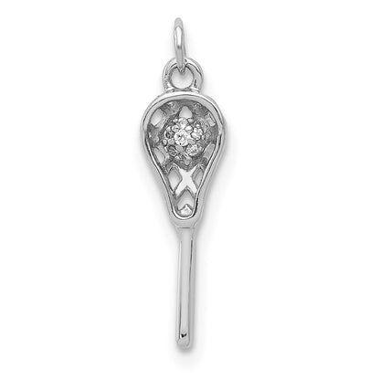 14 K Weißgold Anhänger Lacrosseschläger mit echten Diamanten