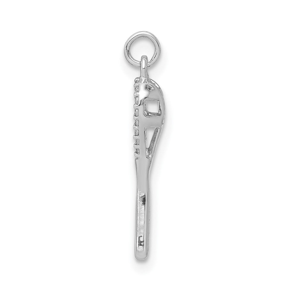 14k Weißgold Anhänger Lacrosseschläger mit echten Diamanten