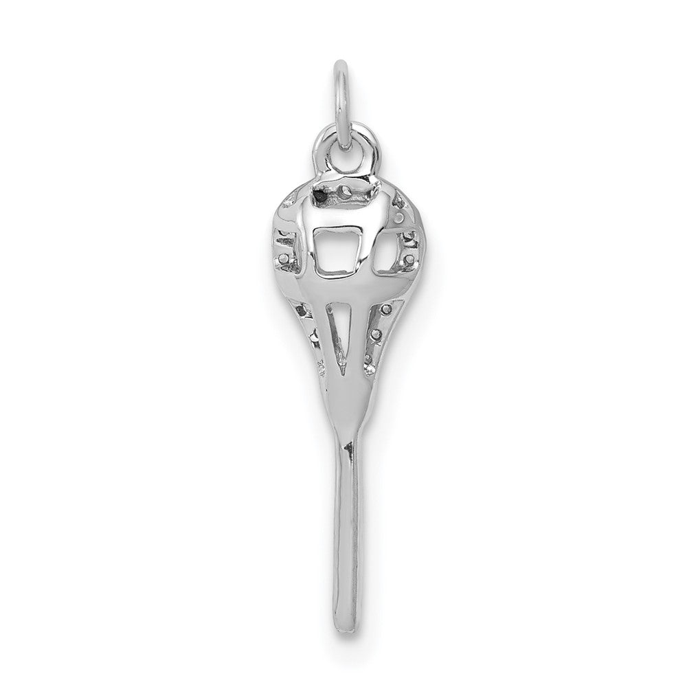 14k Weißgold Anhänger Lacrosseschläger mit echten Diamanten