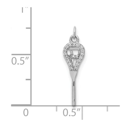 14k Weißgold Anhänger Lacrosseschläger mit echten Diamanten