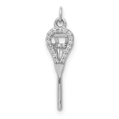14k Weißgold Anhänger Lacrosseschläger mit echten Diamanten