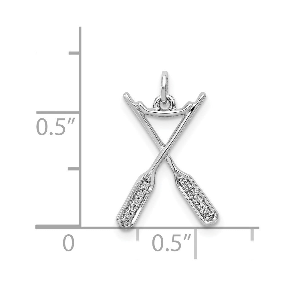 14K Weißgold Ruder-Anhänger mit echten Diamanten